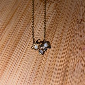 Coach 2 Pearl Gold Flower Necklace
